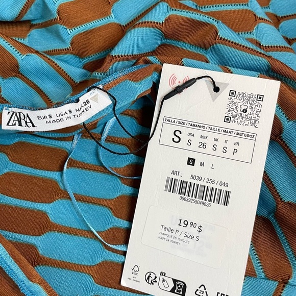 🐈NWT Zara Asymmetrical Jacquard One Should Crop Top S - Picture 5 of 8